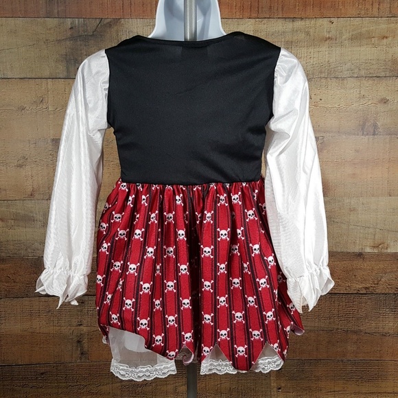 Spencer Gifts Girls Costume Dress Size Medium Red Black Skull Crossbones - Picture 4 of 6